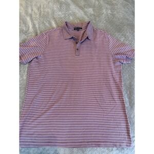 Robert Barakett Mens XL Purple Striped Short Sleeve Cotton Polo Shirt
